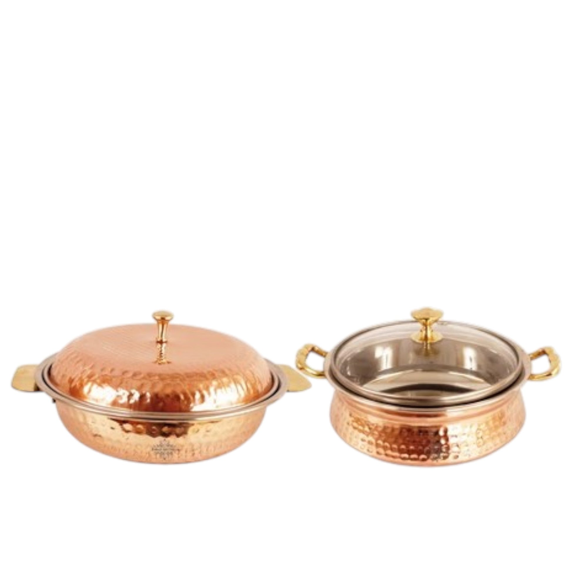 Handcrafted Pure Steel Copper Set of 1 Tuffen Casserole with 1 Donga