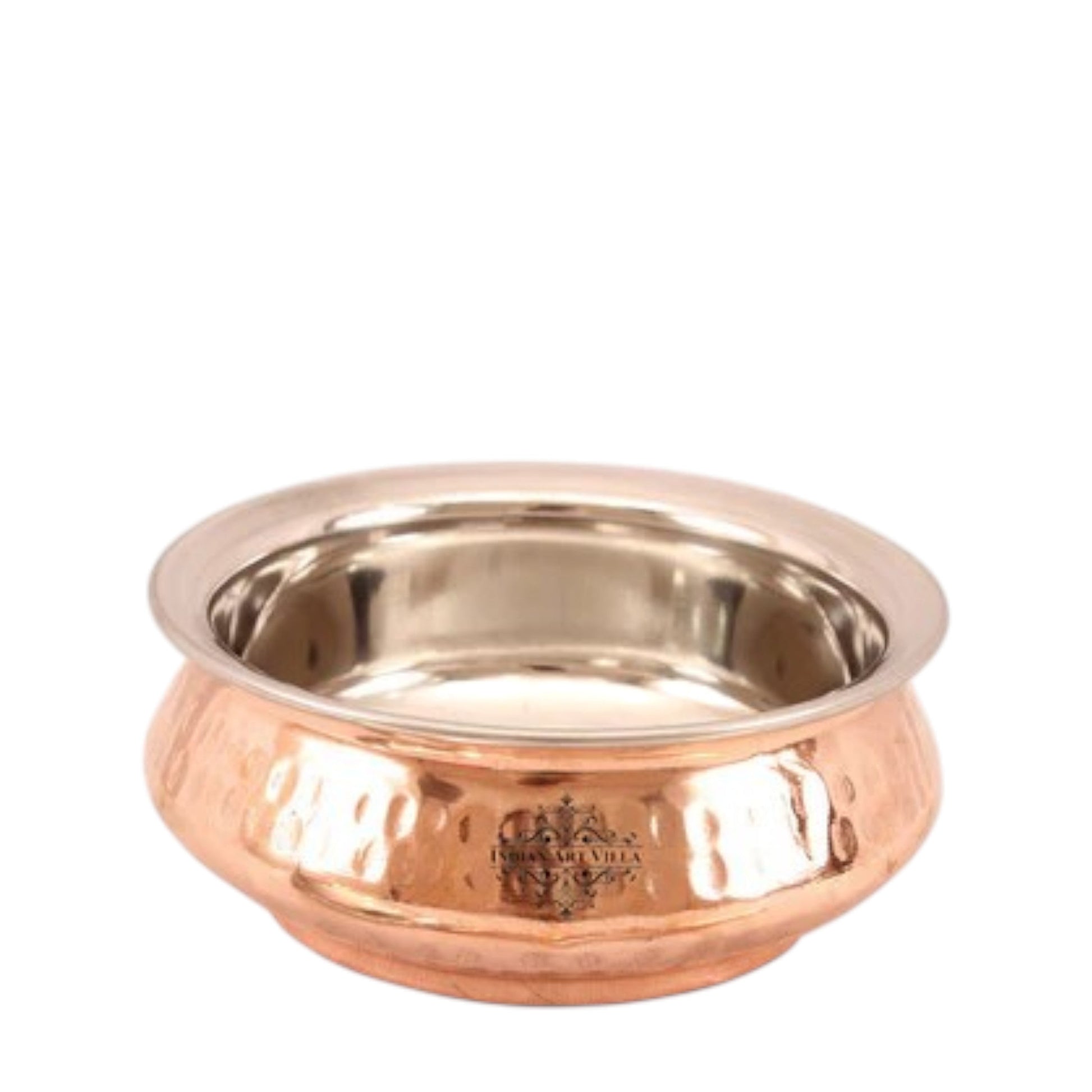 Pure Steel Copper Hammered Design Handi with Serving Spoon