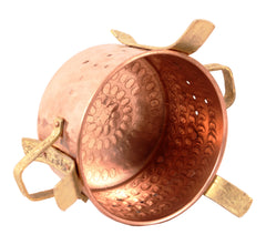 Handmade Pure Copper Sigri with Brass Stand & Steel Copper Kadai & Spoon