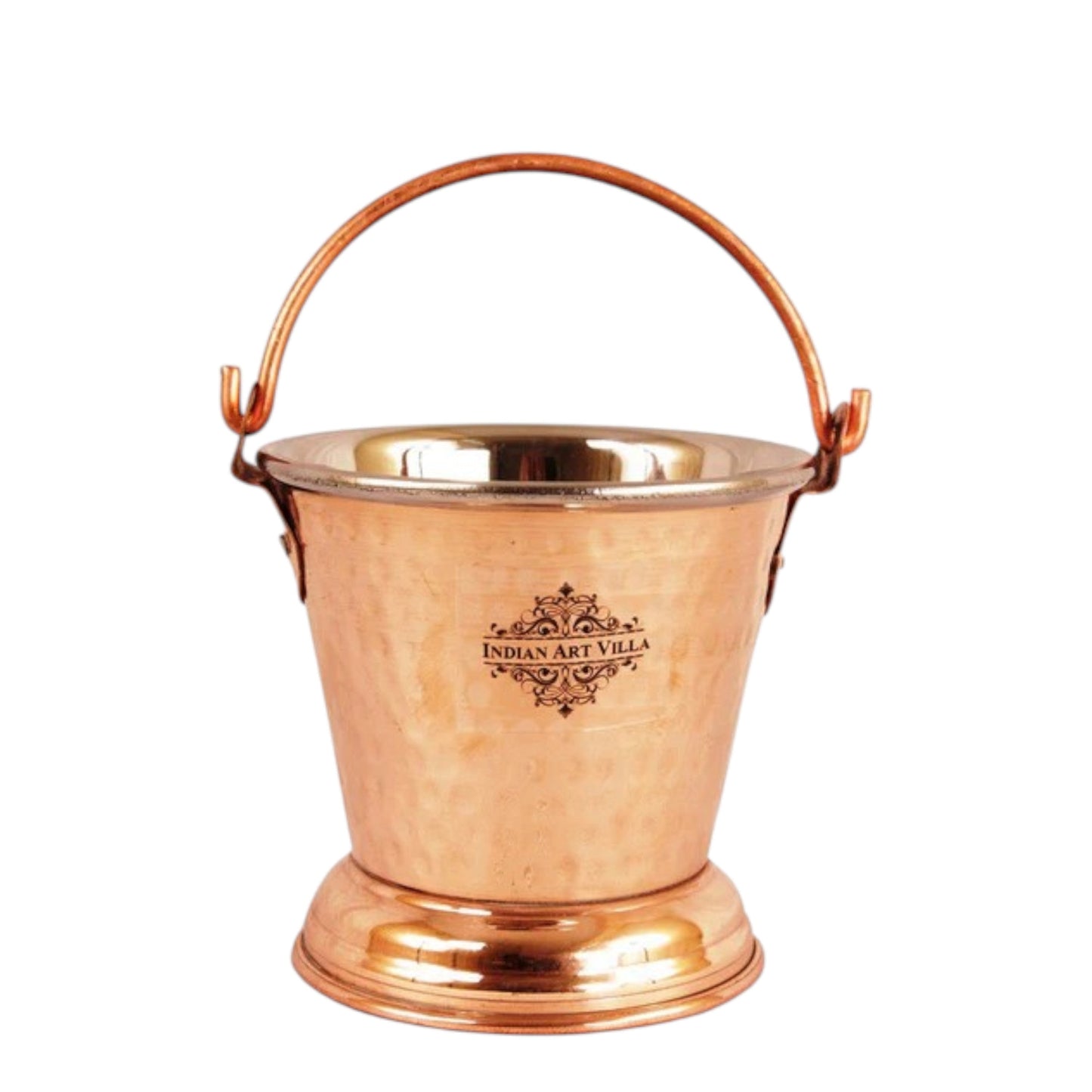 Handmade Pure Steel Copper Set of 1 Bucket|1Donga with Lid|1 Platter|1 Entrée Bowl