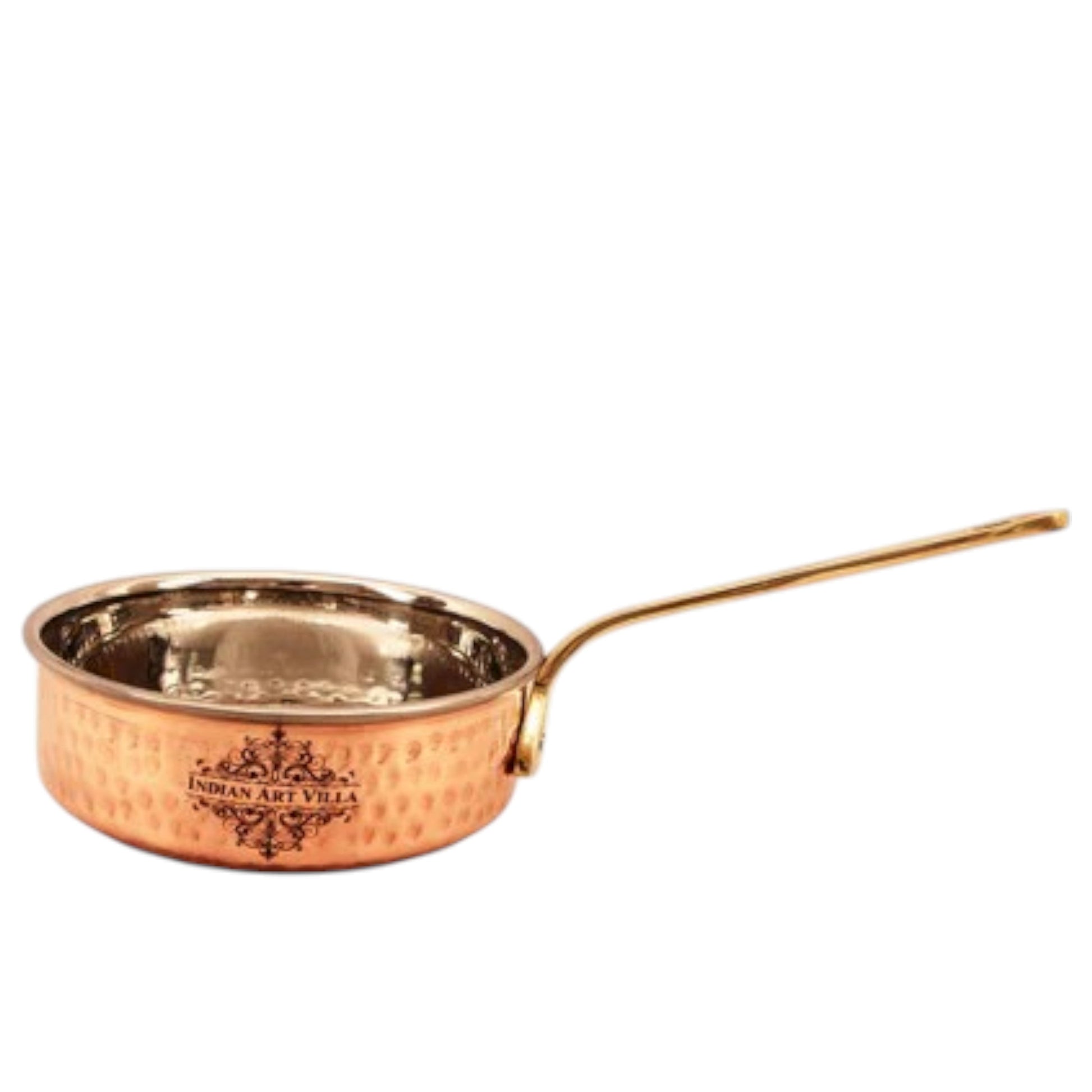 Handmade Pure Steel Copper Set of 2 Hammered Design Serving Fry Pan