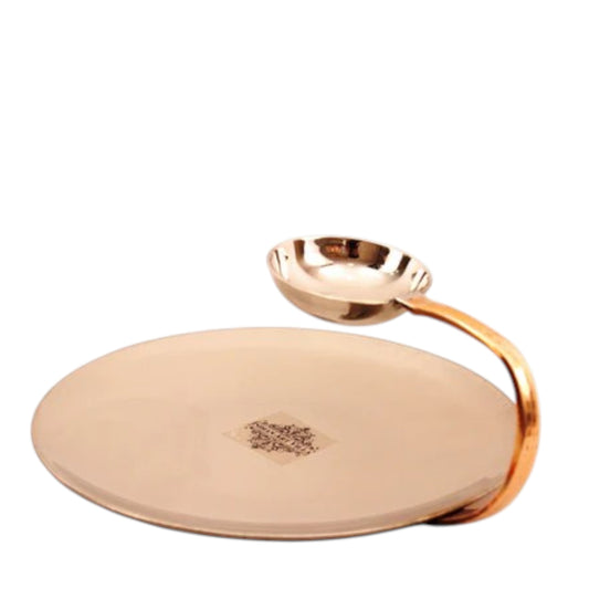 Handmade Pure Steel Copper Tawa with Attach Bowl & Sigdi Angeethi