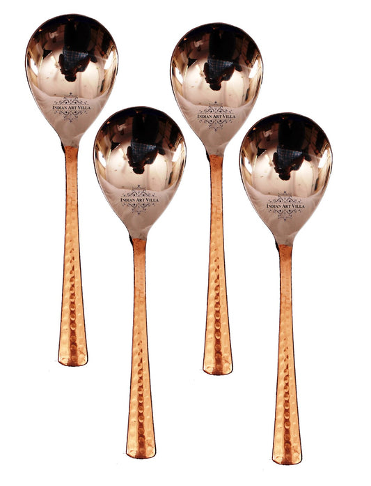 Handmade Pure Steel Copper Set of 4 Rice Spoon 20.32 cm
