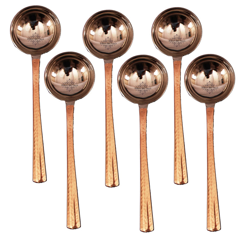 Pure Steel Copper 24.13 cm Handmade Serving Spoon (Set of 6)