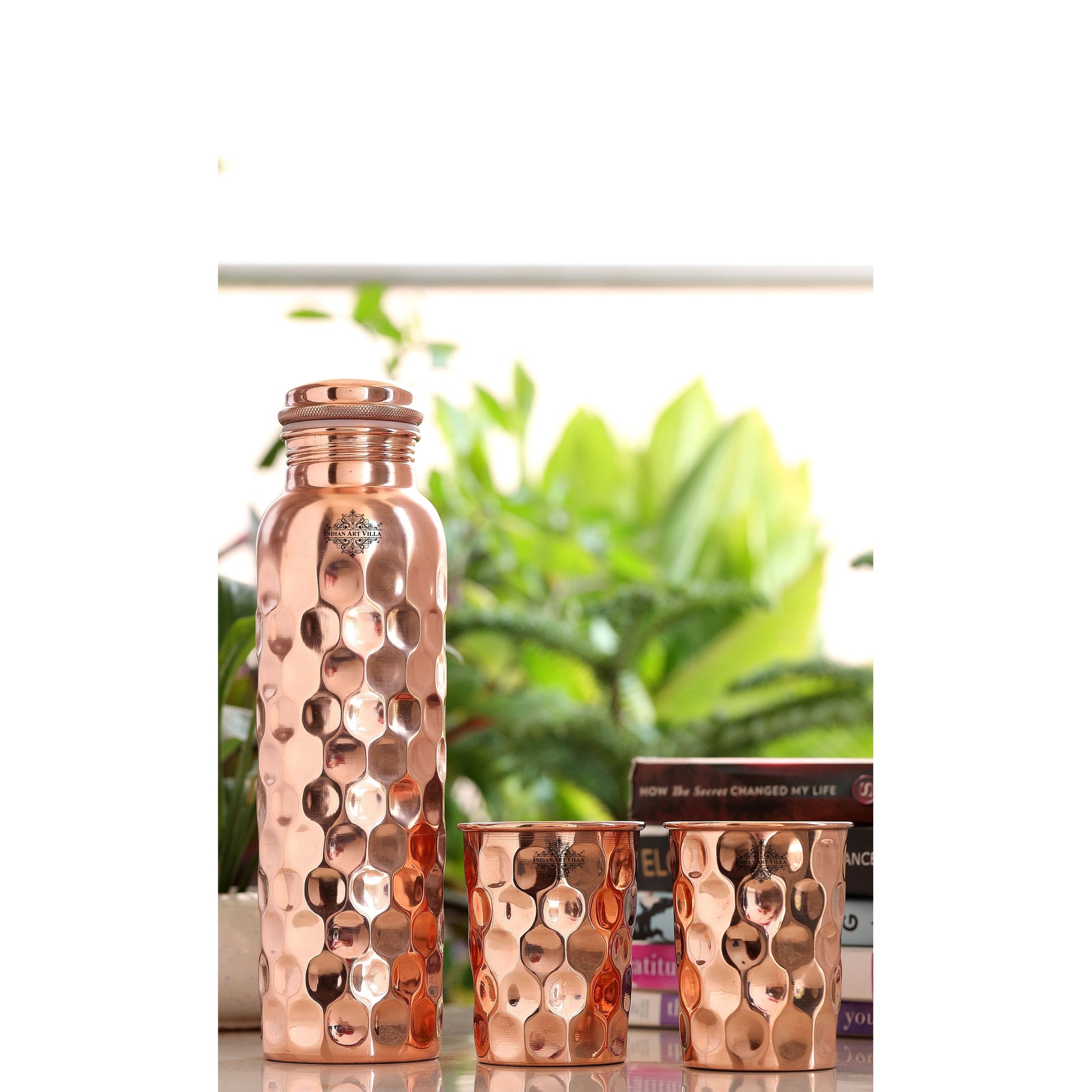 Pure Copper Diamond Bottle & Diamond Glass, 3 Pieces | 5 Pieces