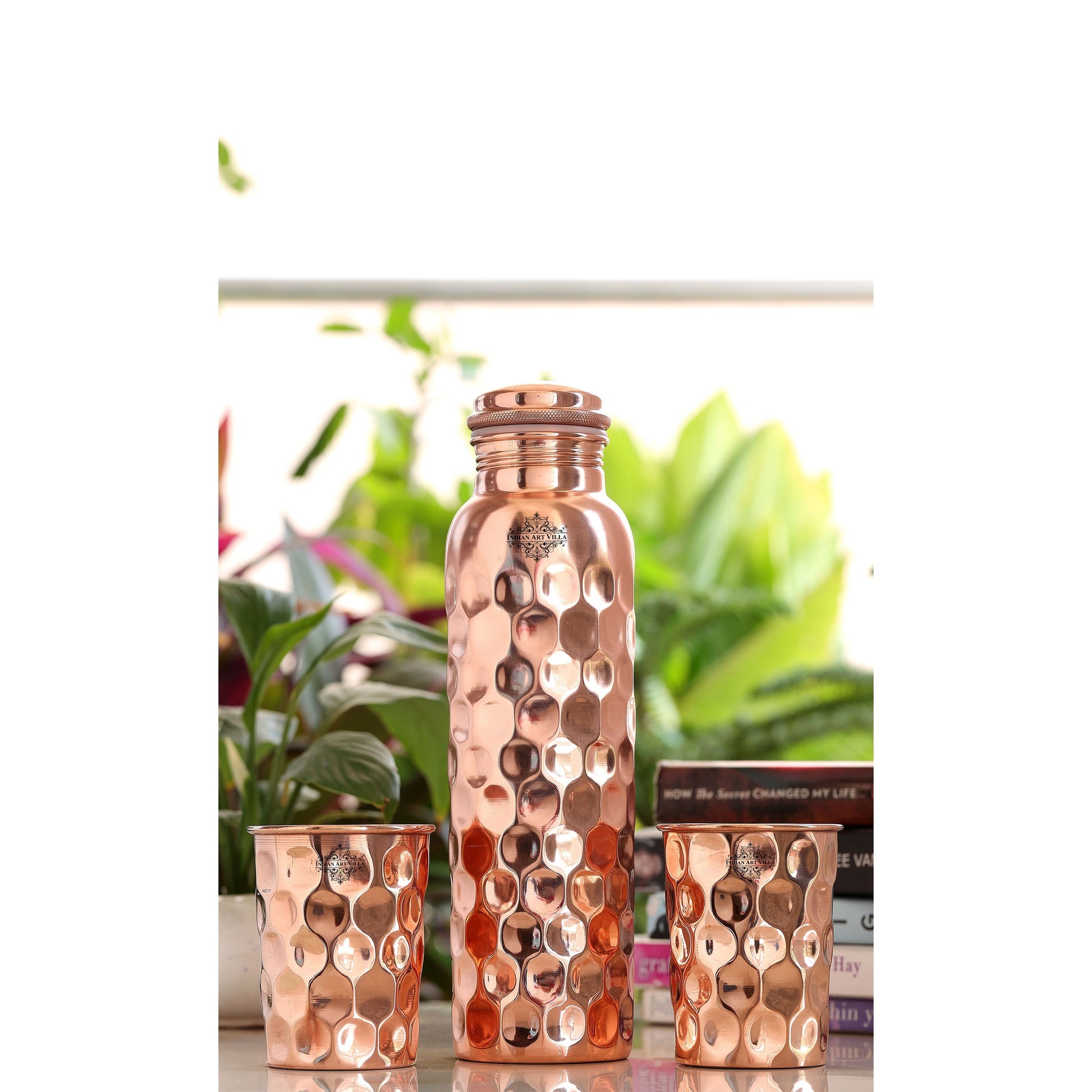 Pure Copper Diamond Bottle & Diamond Glass, 3 Pieces | 5 Pieces