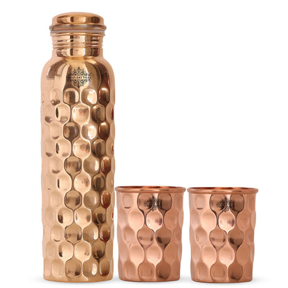 Pure Copper Diamond Bottle & Diamond Glass, 3 Pieces | 5 Pieces