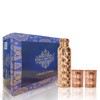 Pure Copper Diamond Bottle & Diamond Glass, 3 Pieces | 5 Pieces