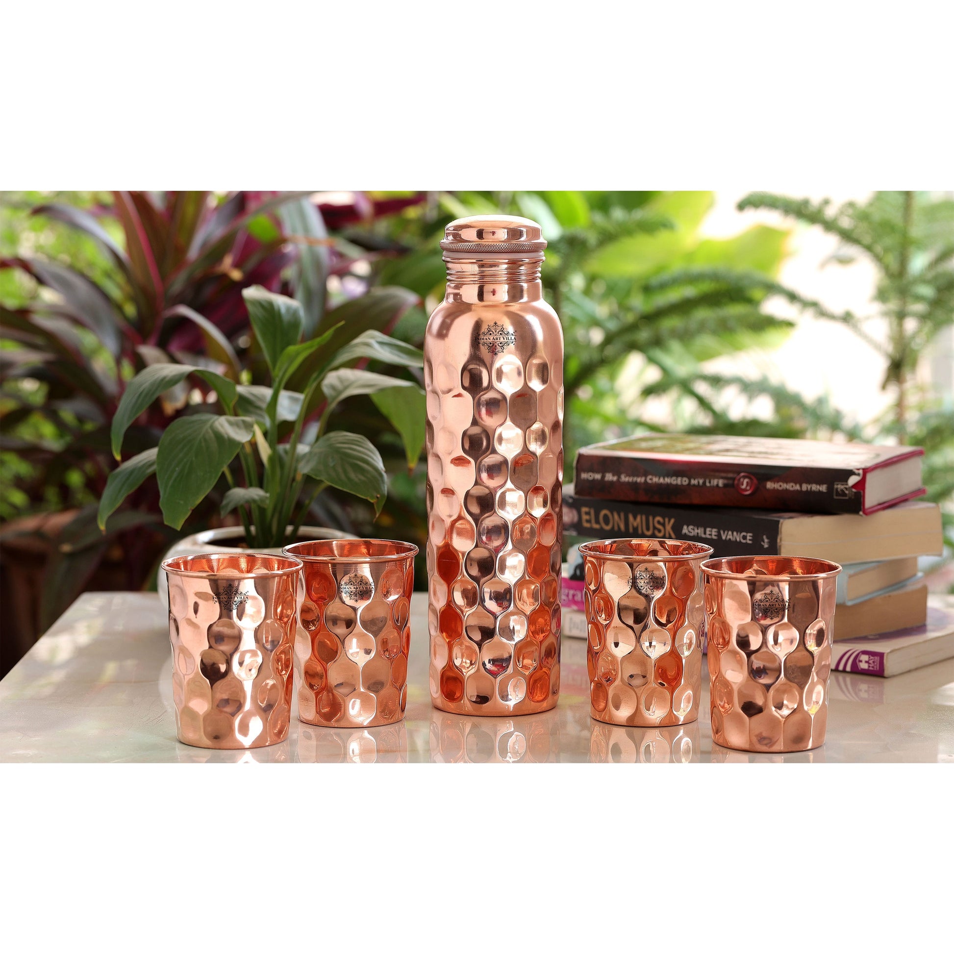 Pure Copper Diamond Bottle & Diamond Glass, 3 Pieces | 5 Pieces