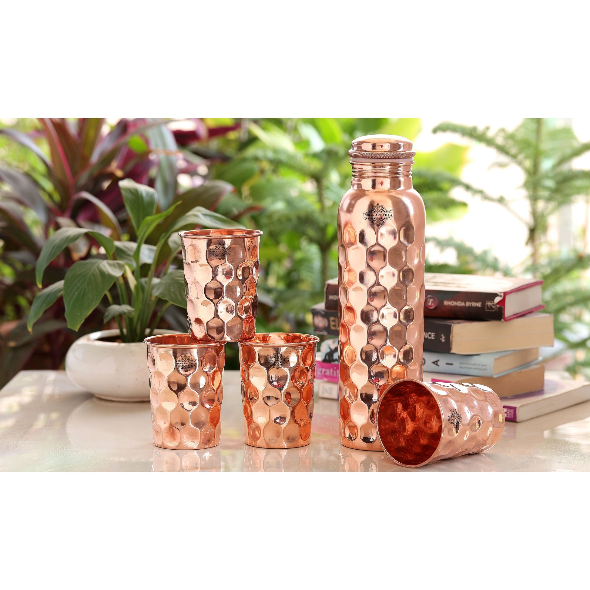 Pure Copper Diamond Bottle & Diamond Glass, 3 Pieces | 5 Pieces