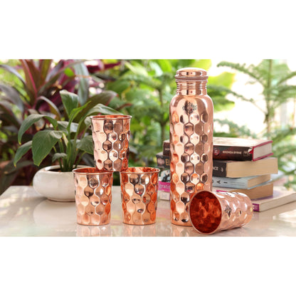 Pure Copper Diamond Bottle & Diamond Glass, 3 Pieces | 5 Pieces