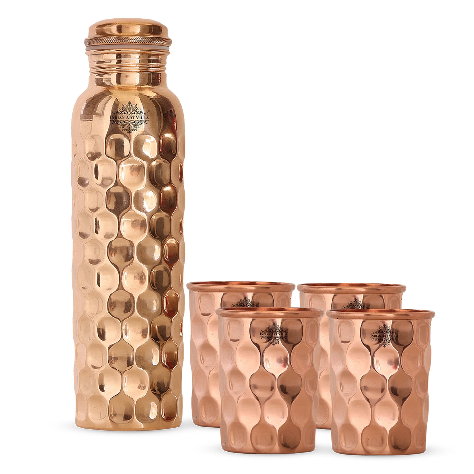 Pure Copper Diamond Bottle & Diamond Glass, 3 Pieces | 5 Pieces