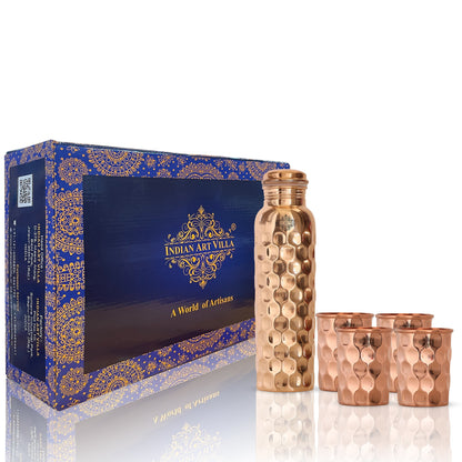 Pure Copper Diamond Bottle & Diamond Glass, 3 Pieces | 5 Pieces