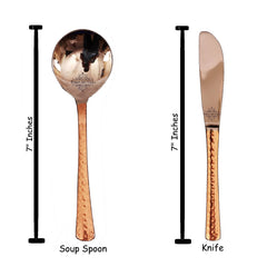 Steel Copper Hammered Designer Cutlery Set, Flatware, Tableware, Kitchenware, Dinnerware, Serveware