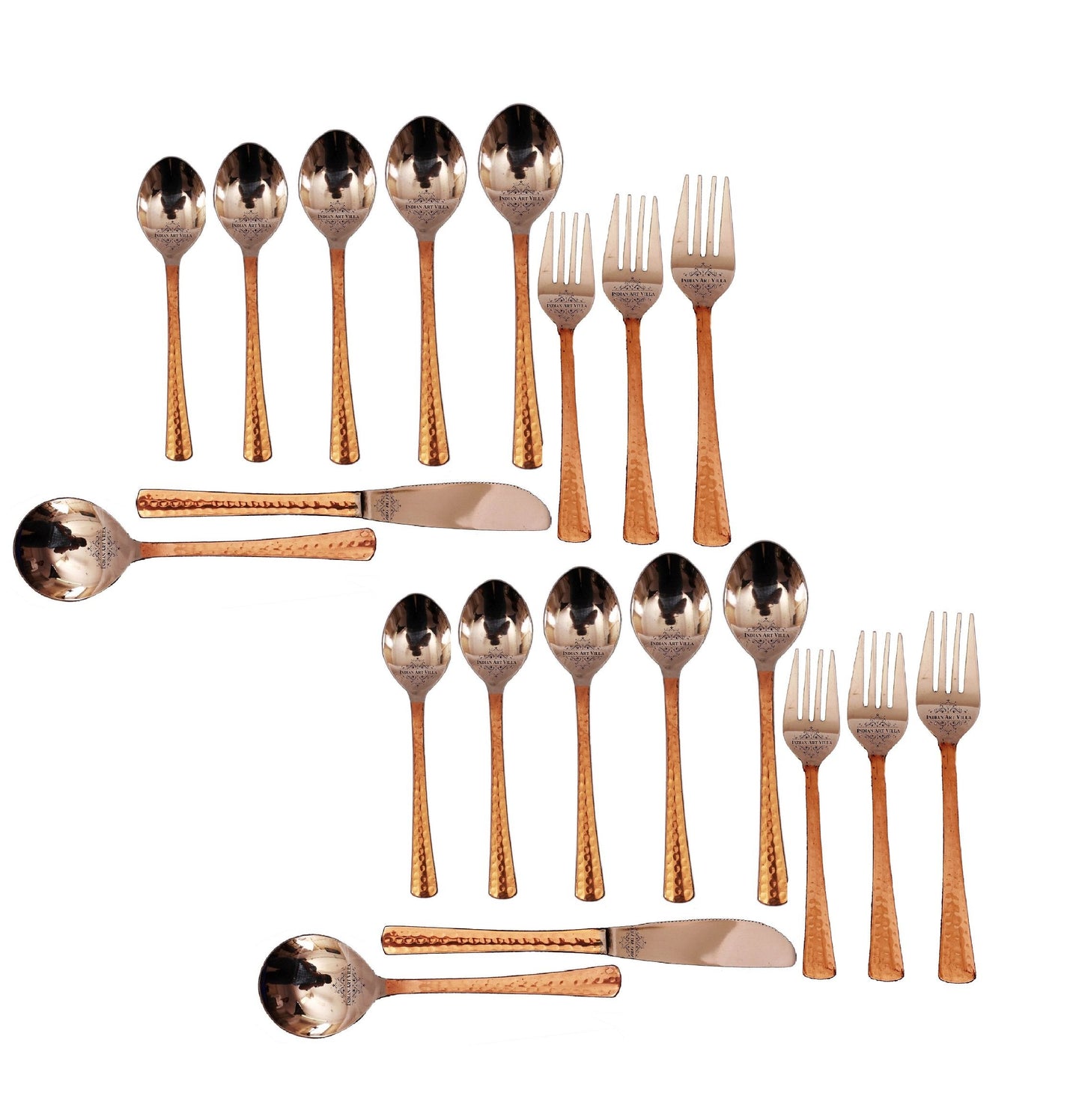 Steel Copper Hammered Designer Cutlery Set, Flatware, Tableware, Kitchenware, Dinnerware, Serveware