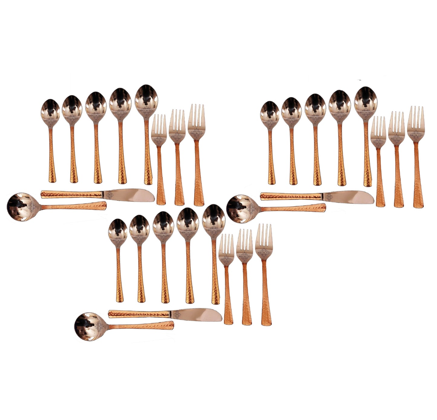 Steel Copper Hammered Designer Cutlery Set, Flatware, Tableware, Kitchenware, Dinnerware, Serveware