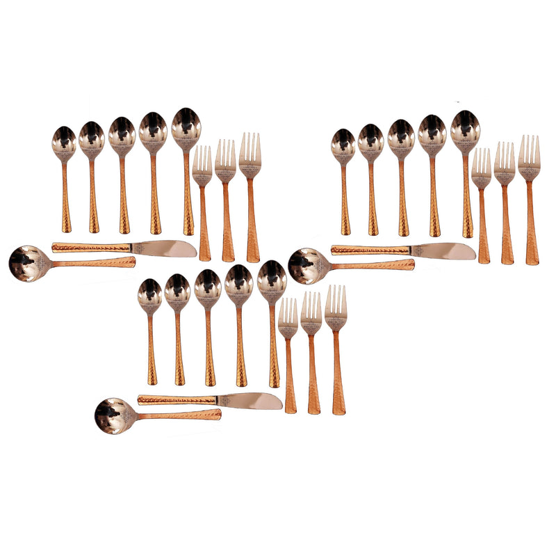 Steel Copper Hammered Designer Cutlery Set, Flatware, Tableware, Kitchenware, Dinnerware, Serveware