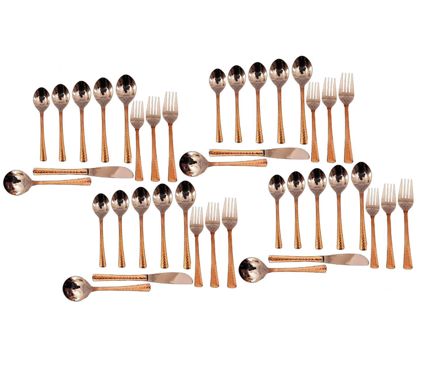 Steel Copper Hammered Designer Cutlery Set, Flatware, Tableware, Kitchenware, Dinnerware, Serveware