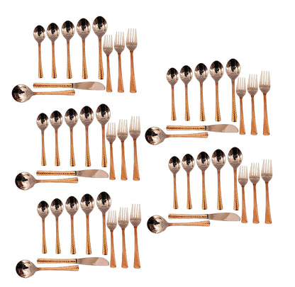 Steel Copper Hammered Designer Cutlery Set, Flatware, Tableware, Kitchenware, Dinnerware, Serveware