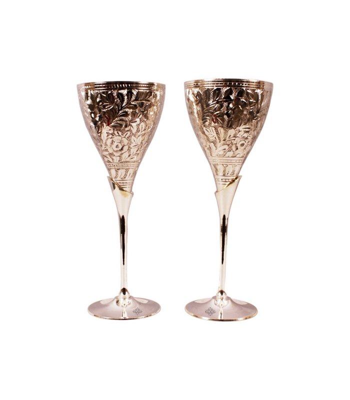 Handcrafted Pure Silver Plated Designer Champagne Glass with Stand, Barware, Serveware