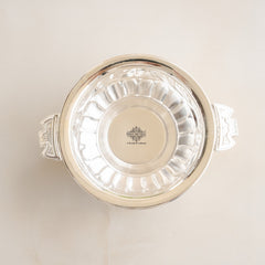 Silver Plated Urli With Both Side Handle - Elegant Home Decor Item - 15.75cm