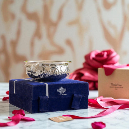 Silver Plated Urli With Both Side Handle - Elegant Home Decor Item - 15.75cm