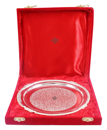 Handcrafted Pure Silver Plated Designer Quarter Plate For Gifting