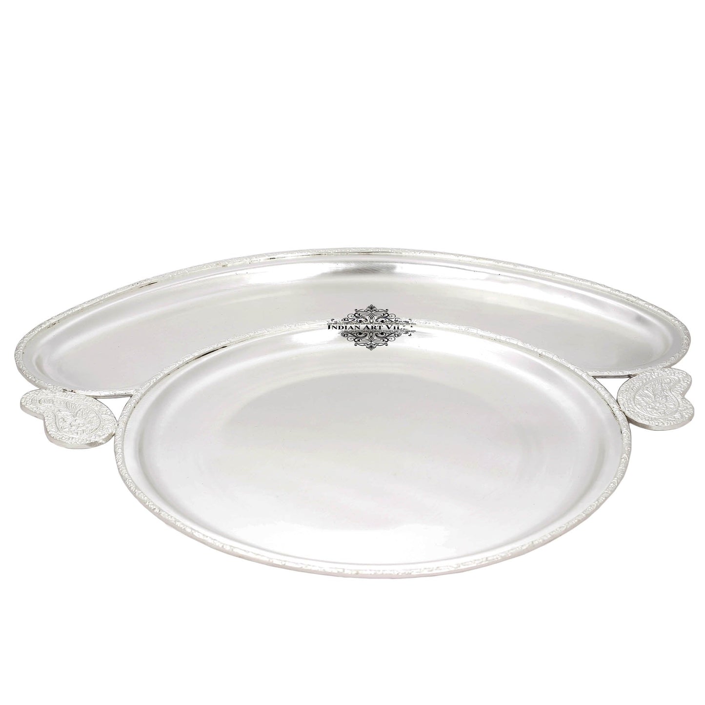 Silver Plated Matt Finish Full Moon Plate, Diameter:- 43.94 cm