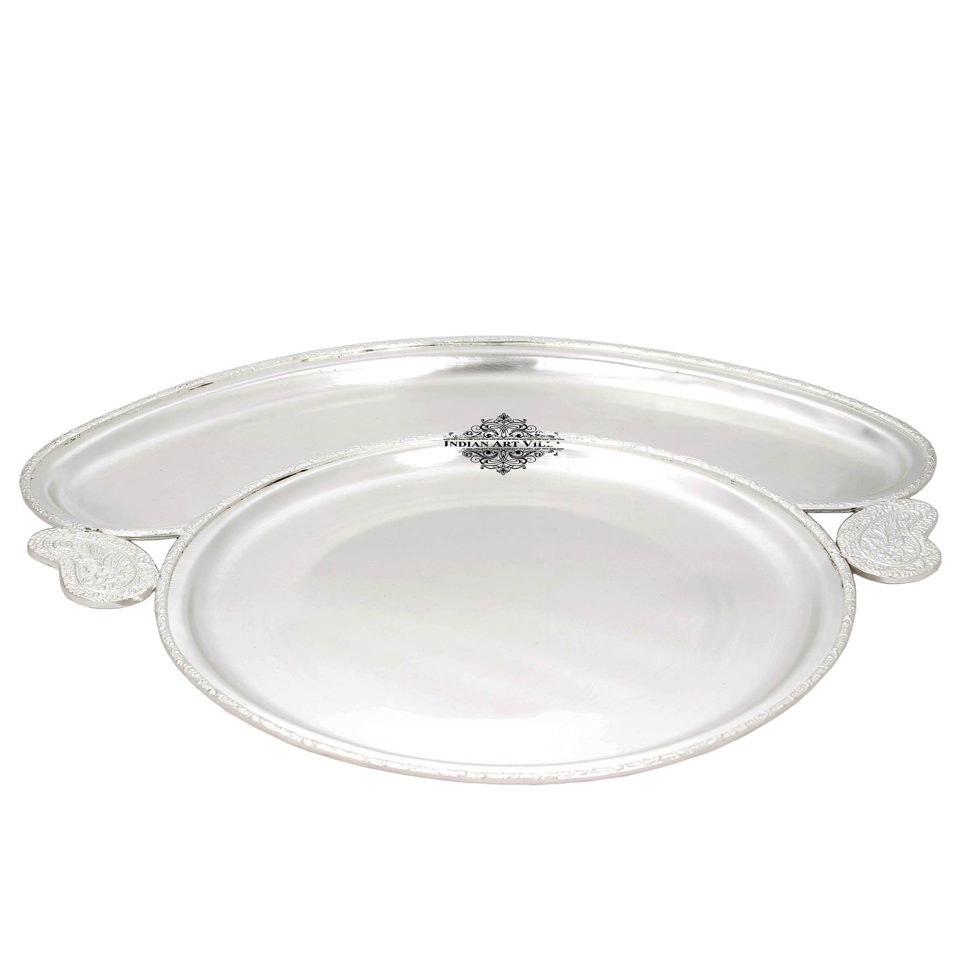 Silver Plated Matt Finish Full Moon Plate, Diameter:- 43.94 cm
