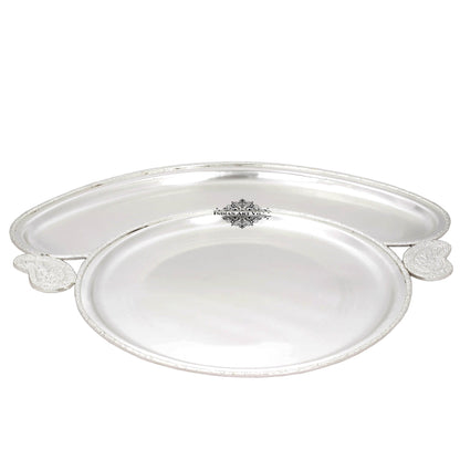 Silver Plated Matt Finish Full Moon Plate, Diameter:- 43.94 cm