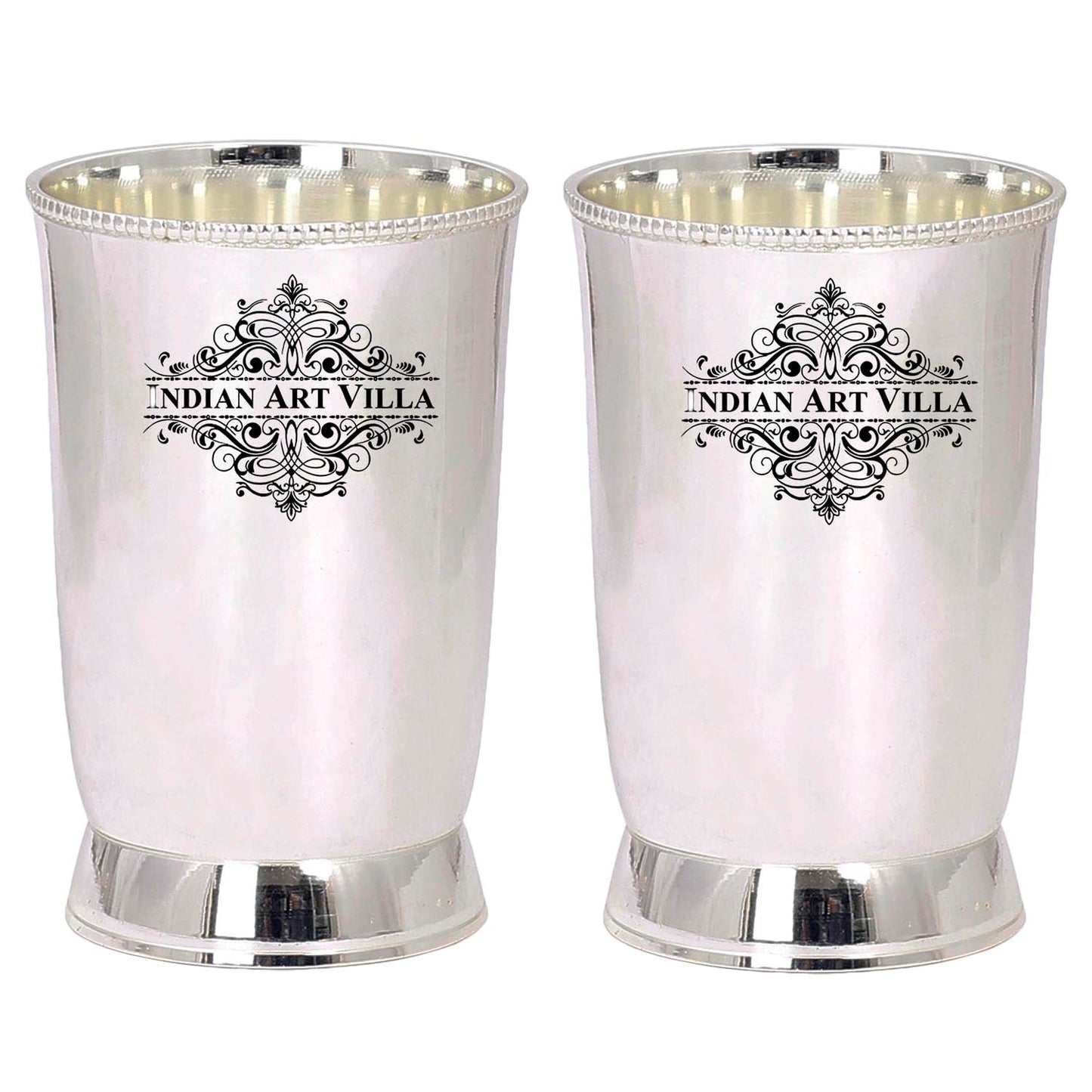 Handmade Pure Silver Plated Matt Finish Design Glass | Tumbler, Drinkware, Tableware