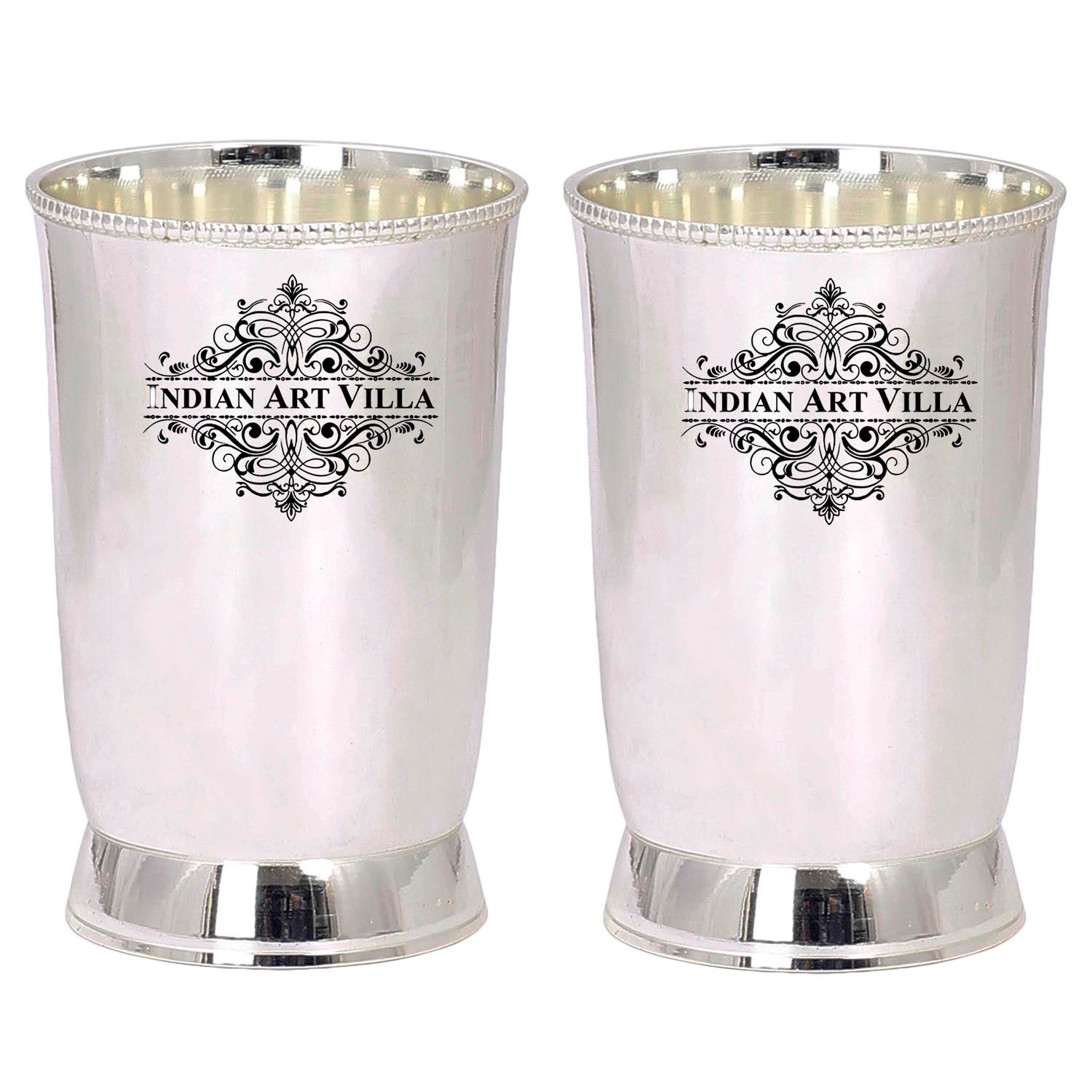 Handmade Pure Silver Plated Matt Finish Design Glass | Tumbler, Drinkware, Tableware