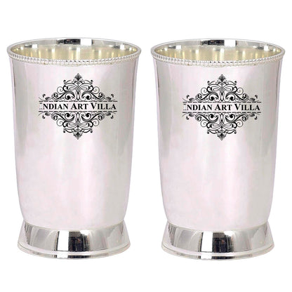 Handmade Pure Silver Plated Matt Finish Design Glass | Tumbler, Drinkware, Tableware