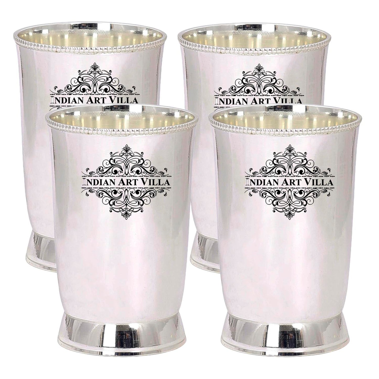 Handmade Pure Silver Plated Matt Finish Design Glass | Tumbler, Drinkware, Tableware