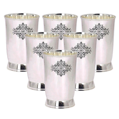 Handmade Pure Silver Plated Matt Finish Design Glass | Tumbler, Drinkware, Tableware