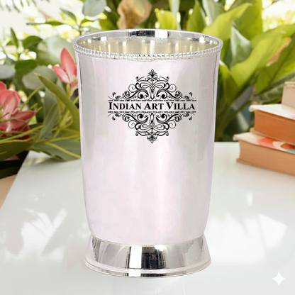 Handmade Pure Silver Plated Matt Finish Design Glass | Tumbler, Drinkware, Tableware