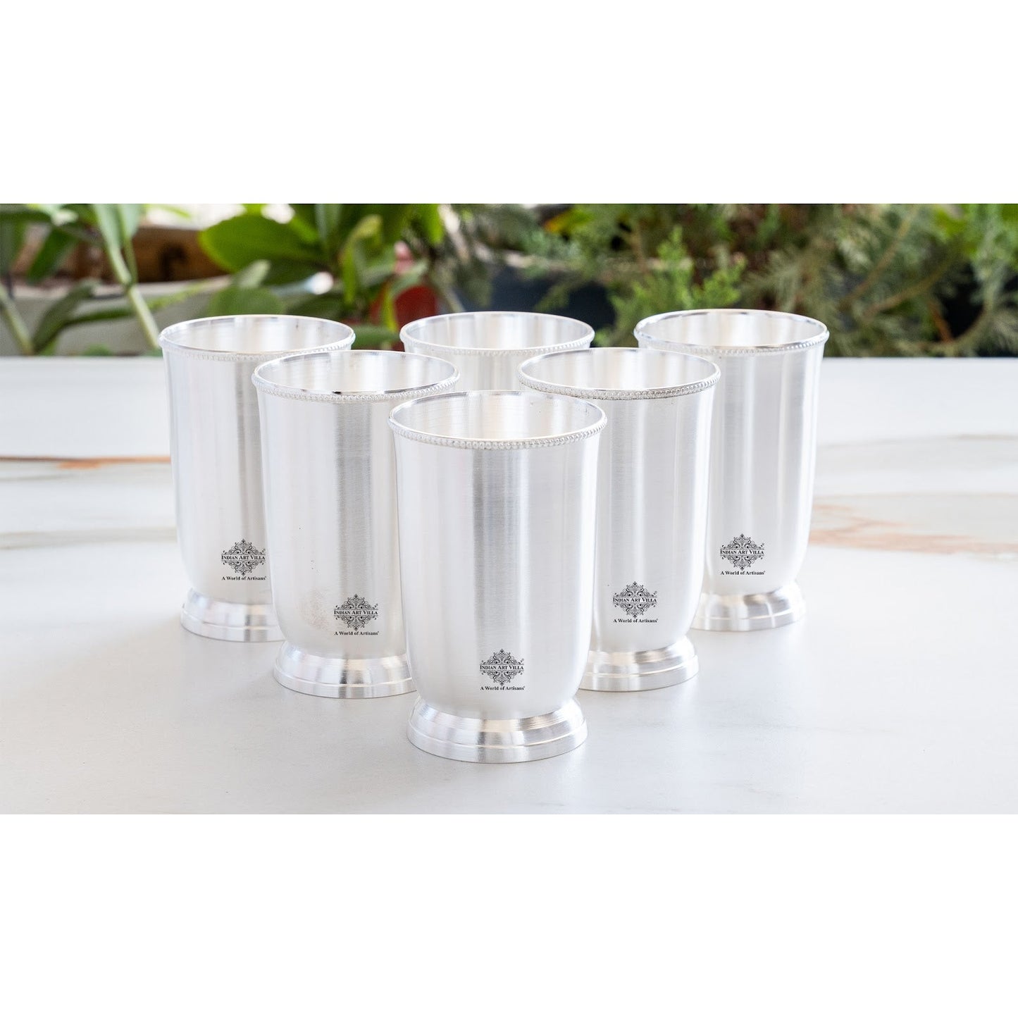 Handcrafted Pure Silver Plated Glass with Plain Design, Drinkware, Serveware, Tableware