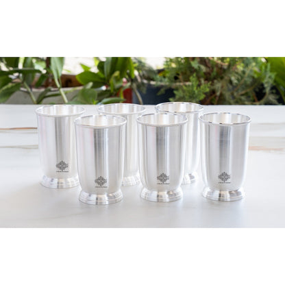 Handcrafted Pure Silver Plated Glass with Plain Design, Drinkware, Serveware, Tableware