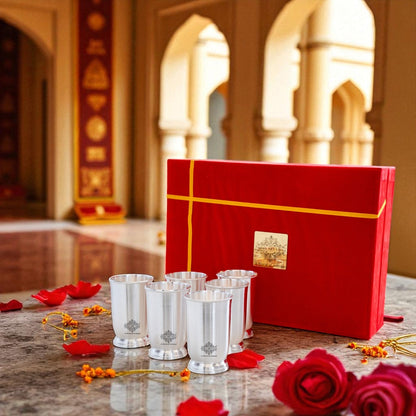 Handcrafted Pure Silver Plated Glass with Plain Design, Drinkware, Serveware, Tableware