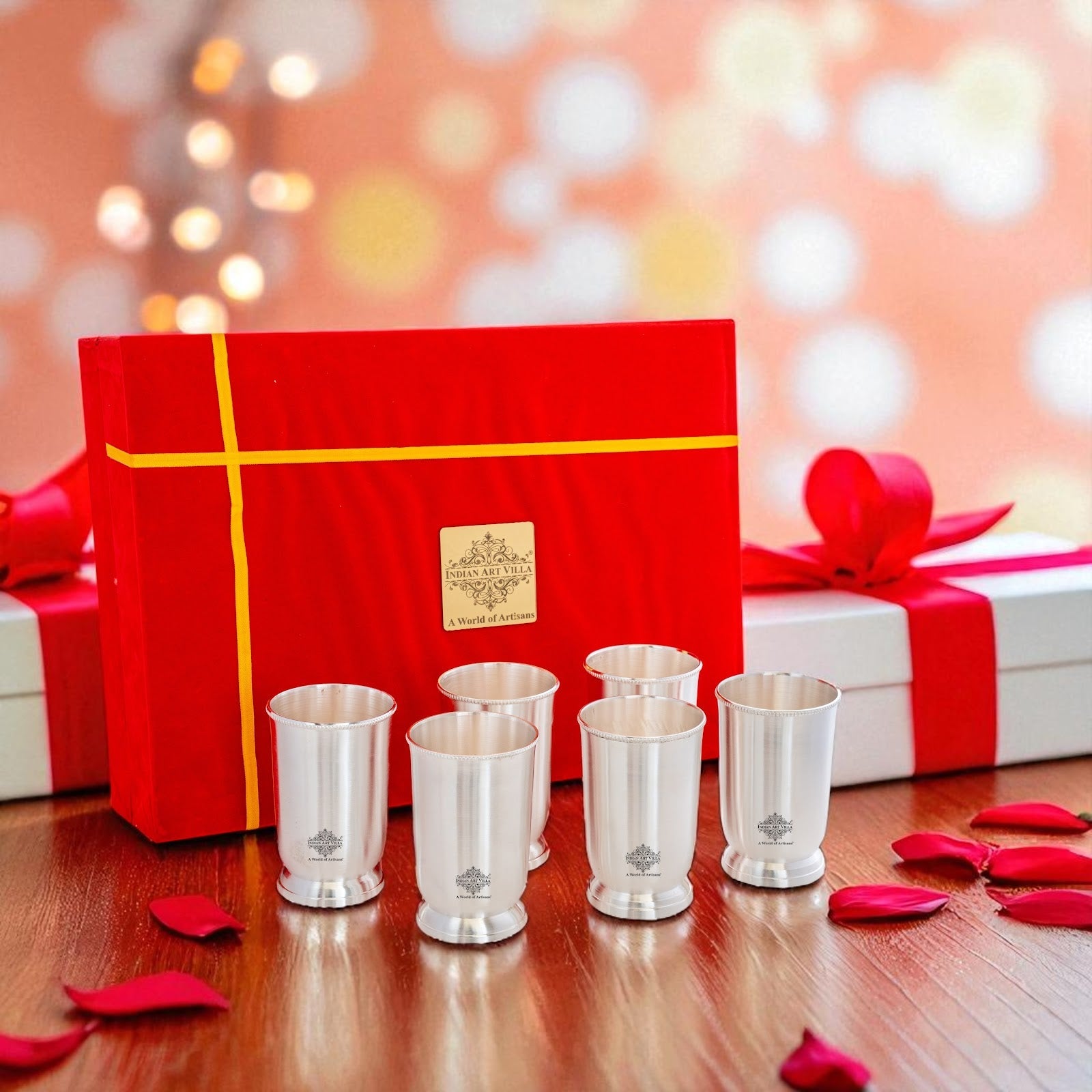 Handcrafted Pure Silver Plated Glass with Plain Design, Drinkware, Serveware, Tableware