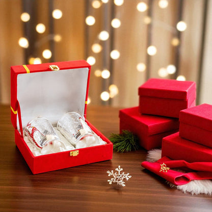 Handmade Designer Silver Plated Set of 2 Glass Goblet 250 ML each