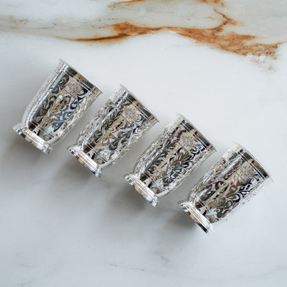 Silver Plated Glass  Set of 4 with Red Box