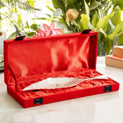 Silver Plated Leaf Design Deep Dish Bowl comes with Red velvet gift Packing box