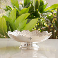 Handmade Silver Plated Round Design Deep Dish Bowl comes with Red/Blue Velevt box