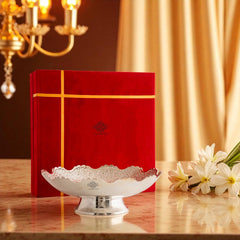 Handmade Silver Plated Round Design Deep Dish Bowl comes with Red/Blue Velevt box