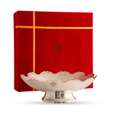 Handmade Silver Plated Round Design Deep Dish Bowl comes with Red/Blue Velevt box