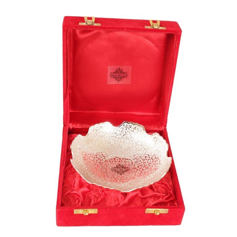 Handcrafted Pure Silver Plated Round Designer Decorative Bowl
