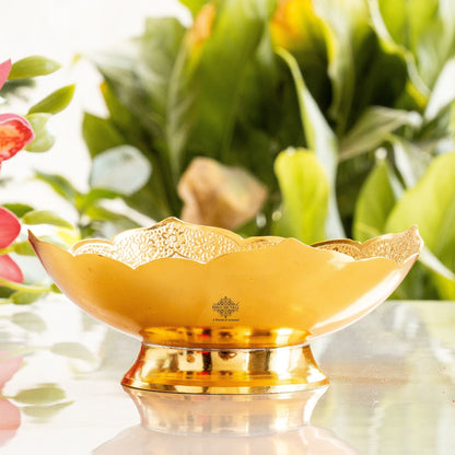 Silver Plated Gold Polished Designer Round Big Bowl