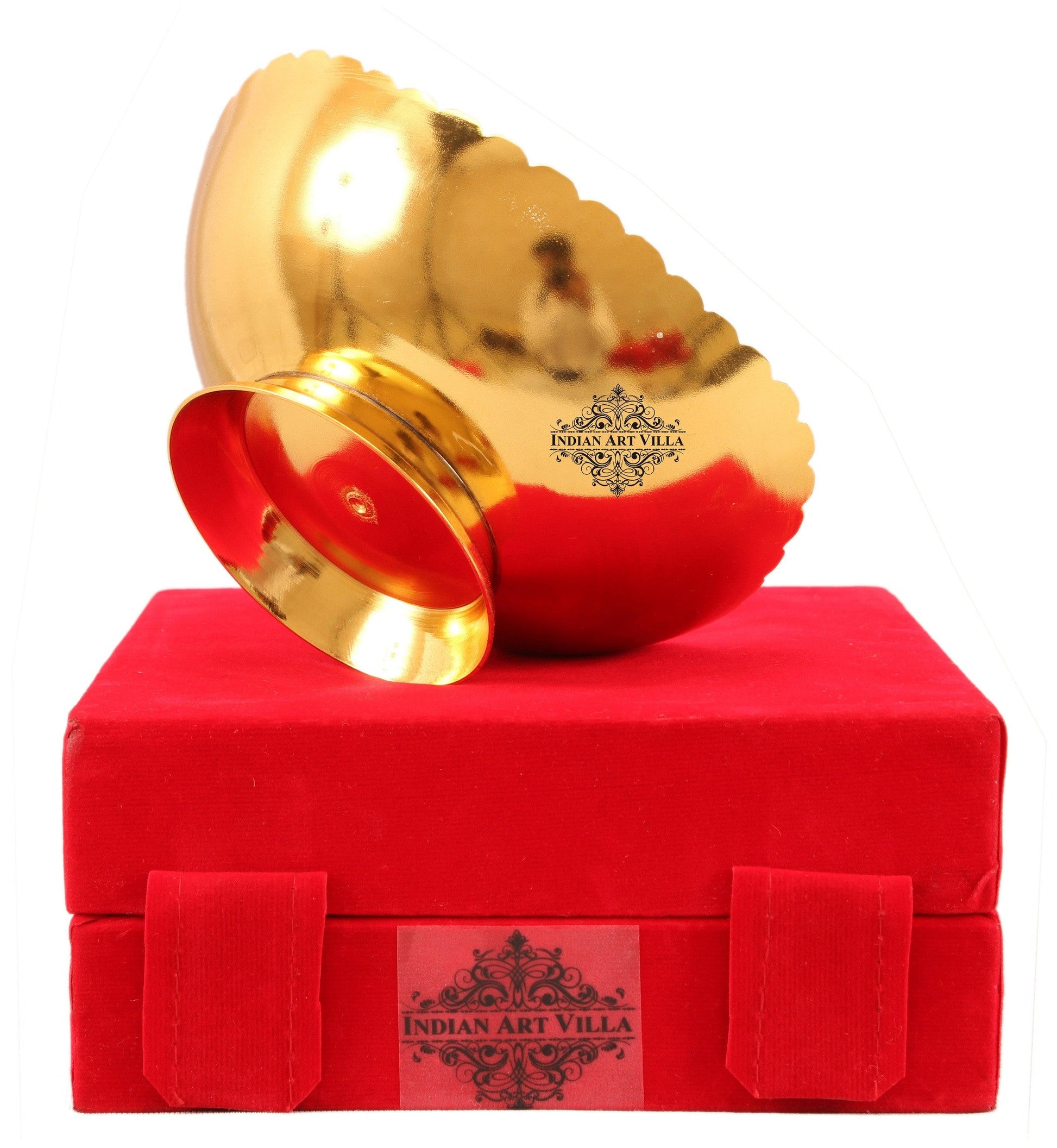 Pure Silver Plated Gold Polished Leaf Design Oval Shape Bowl 520 ML