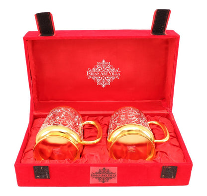 Silver Plated Gold Polish Set of 2 Beer Mug